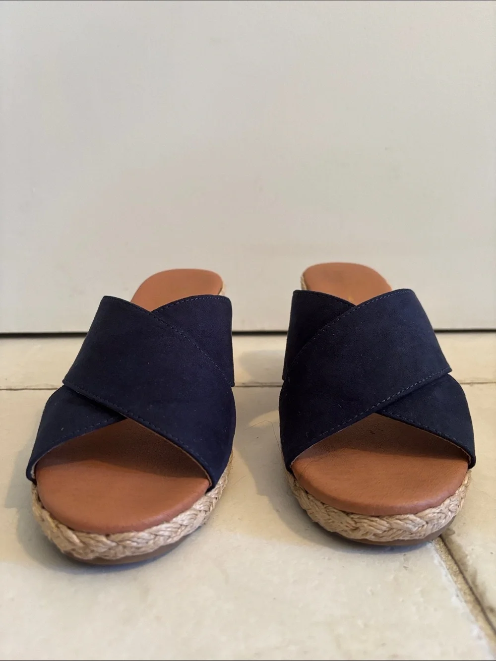 Tommy Bahama Navy Suede Wedge Sandals